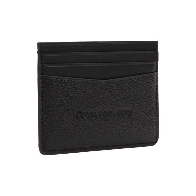 CALVIN KLEIN Cowhide Leather Ticket Holder Card Case Men's Space Black-1