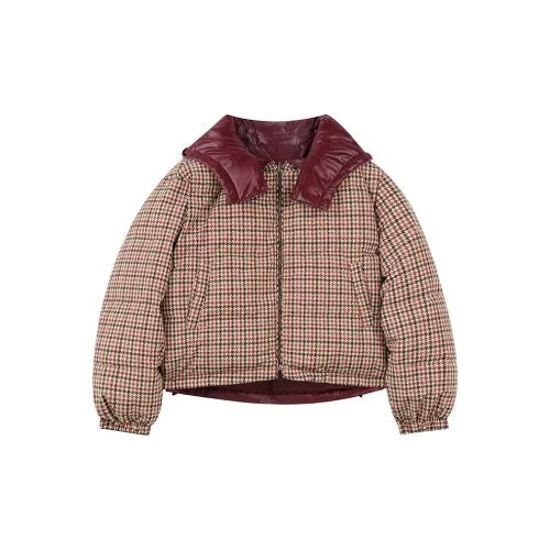 ELF SACK Down Jackets Women's Vintage Burgundy Plaid