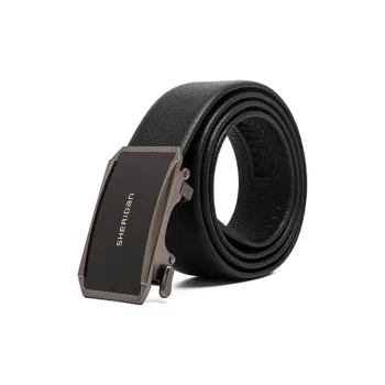SHERIDan Business Elite Alloy Automatic Buckle Cow Leather Belt Men's Black