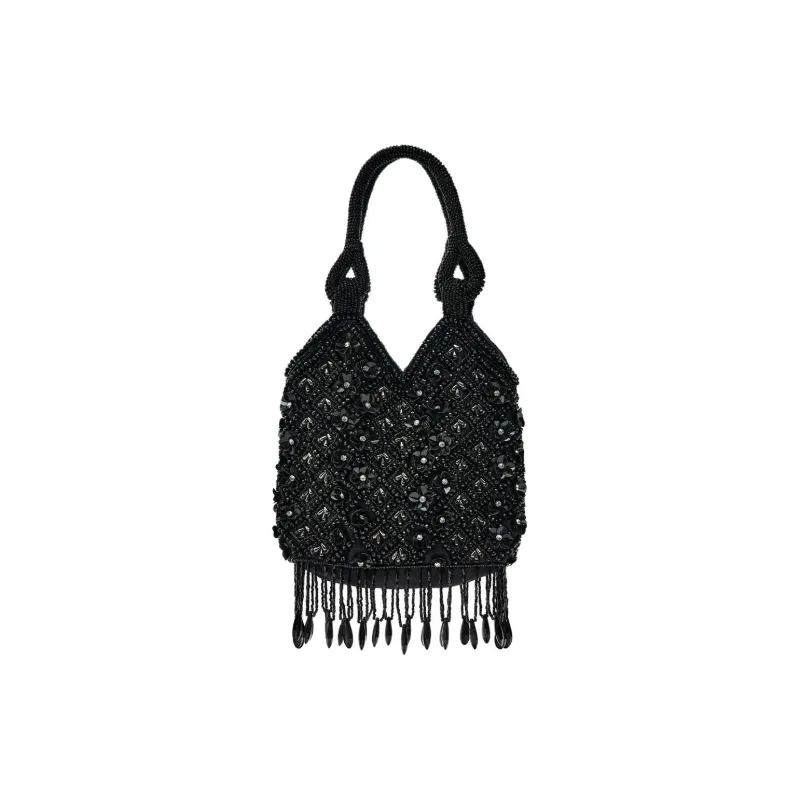 ZARA Polyester Tassel Bag Handbag Crossbody Bag Small Size Women's Black-0
