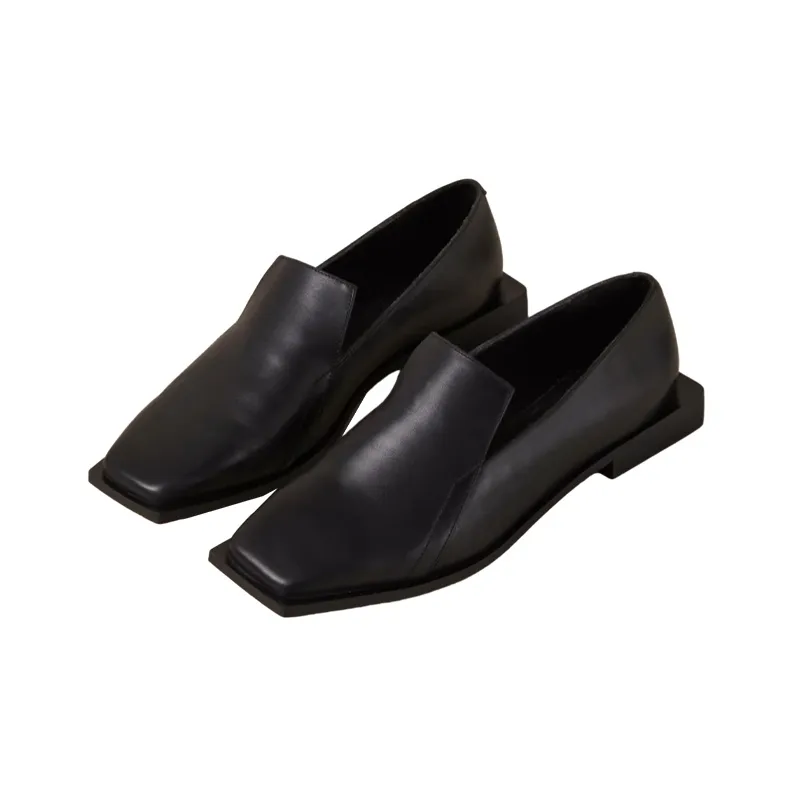 ALOHAS Loafers Low Heel Women's Black-3