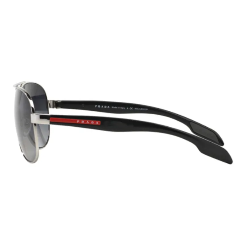 PRADA Plastic Metal Irregular Shape Sunglasses Men's Silver-2