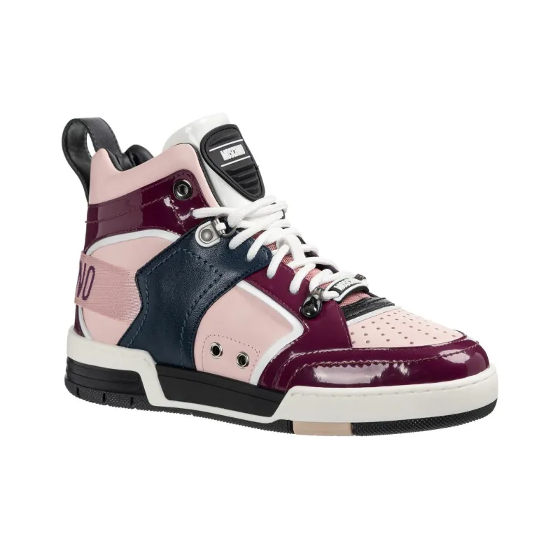 MOSCHINO High Top Skateboard Shoes Women's Burgundy-2