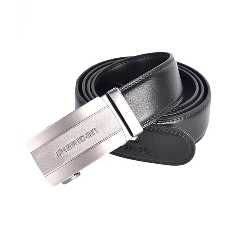 SHERIDan Business Elite Automatic Buckle Belt Cow Leather Leather Belts Men's Black Width 3.5CM-0