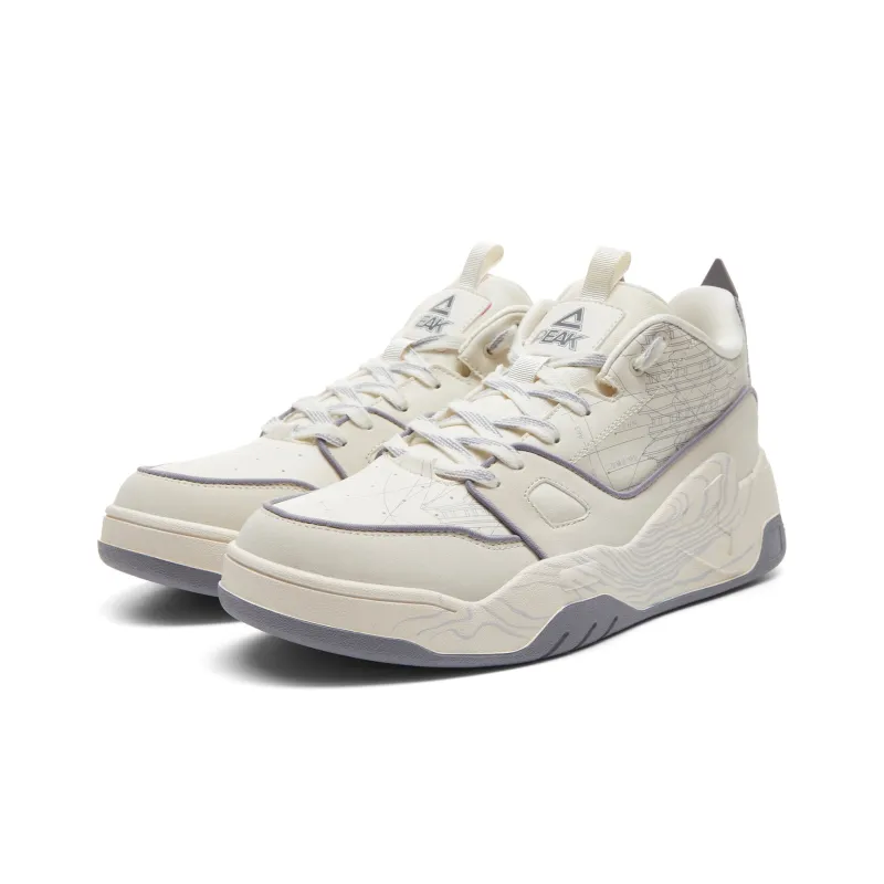 PEAK Guochuang Series Warm Coverage Cushioning Low Top Skateboard Shoes Men's Canvas White-1