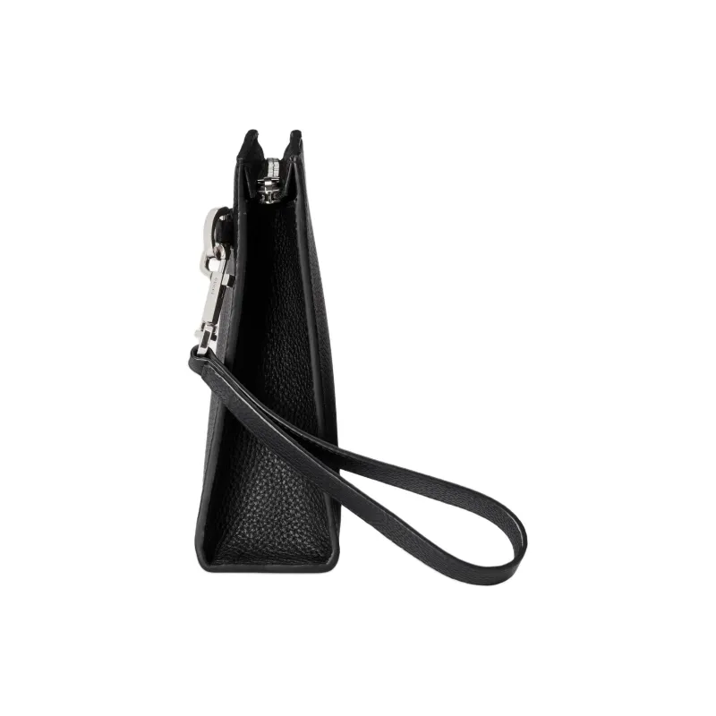 GUCCI Leather Clutch Men's Black-2