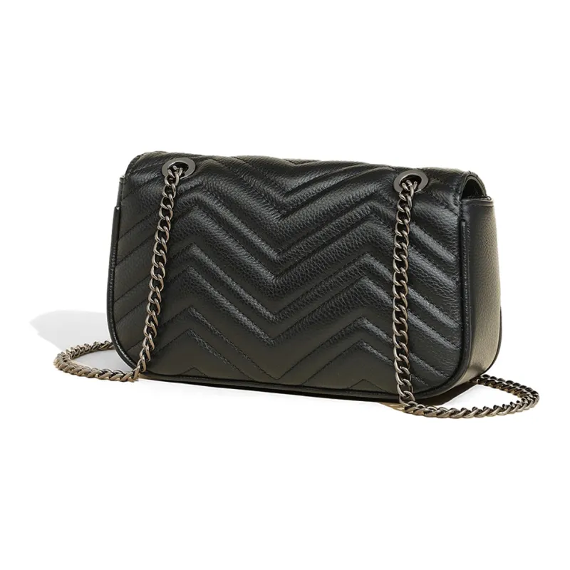 COMELY Cow Leather Patchwork Synthetic Leather Small Square Bag Shoulder Bag Crossbody Bag Small Size Women's Black-2