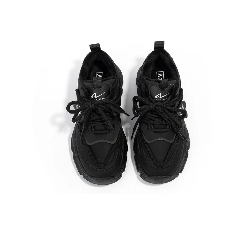 Humanism 1986 Abrasion Resistant Height Increasing Low Top Chunky Sneakers 5cm Women's Black-3