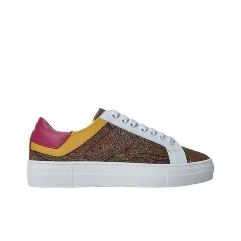 ETRO Wear-Resistant Low-Top Skateboard Shoes Women's White Brown-1