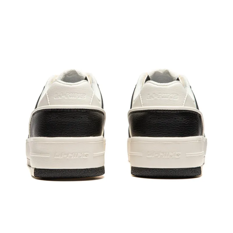 LiNing Cheese Slip Resistant Low Top Skateboard Shoes Women's Black White-5