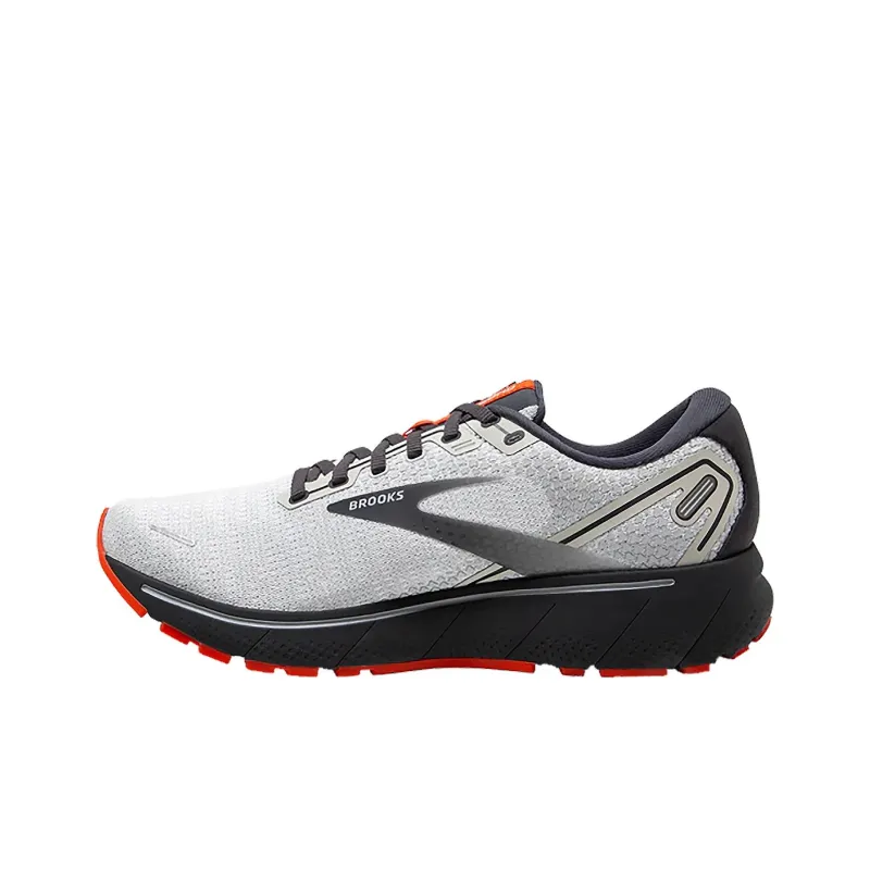 Brooks Ghost 14 Anti Slip Wear Resistant Low Top Marathon Running Shoes Men's Gray Orange-0