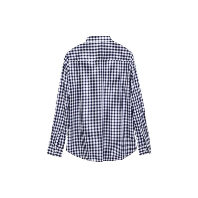 Lucybaily Shirt Women's Blue White Plaid-1