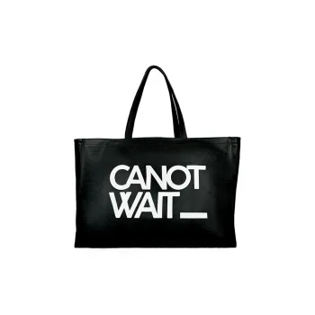 CANOTWAIT_ Polyester Tote Handbag, Shoulder Bag Large Size Unisex Black/Coffee/Pink/Silver