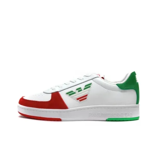 EMPORIO ARMANI Skateboard Shoes Unisex Low-Top White/Red Green