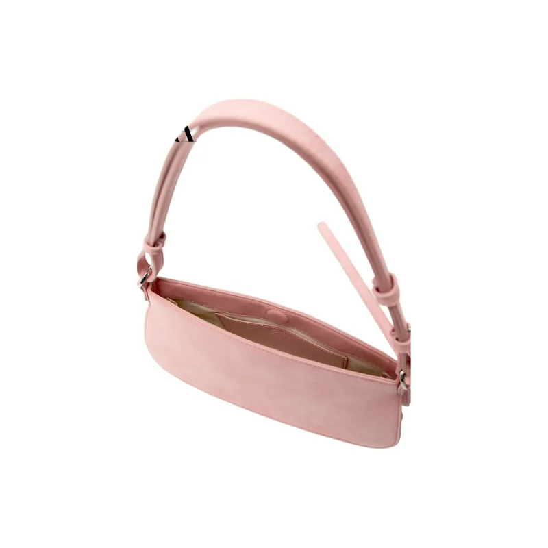 ZARA Polyurethane Shoulder Bag Handbag Shoulder Bag Women's Peach Pink-3