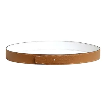 HERMES Double Sided Leather Detail Calfskin Leather Belts Women's Camel Width 3.2cm