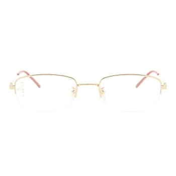 GUCCI Titanium Rectangular Eyeglass Frames Men's Gold