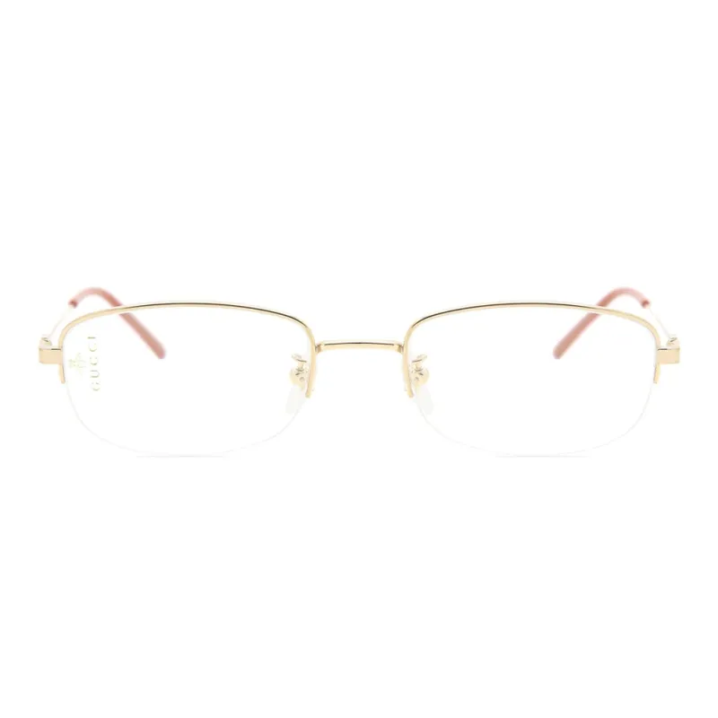 GUCCI Titanium Rectangular Eyeglass Frames Men's Gold-0