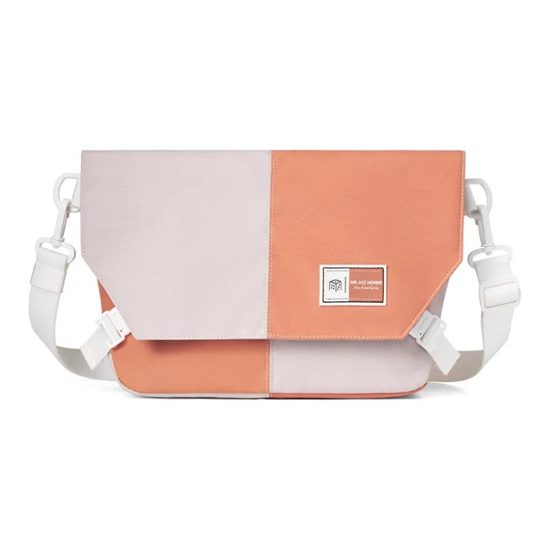 MR.ACE HOMME Polyester Messenger Bag, Crossbody Bag Medium Size Unisex Navy Blue White/Vibrant Orange-5