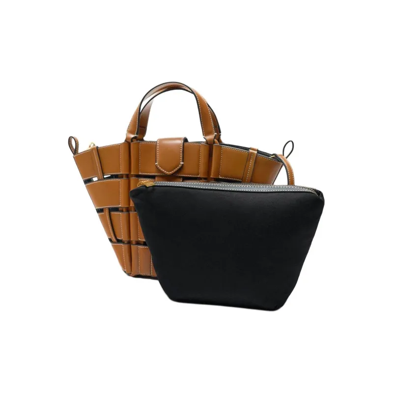 ZARA PU Tote Bag Shopping Bag Handbag Mini Women's Brown-3