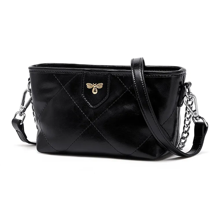 CinvaiKrose Shoulder Bags Diamond Pattern Phantom Black Shopping Bag Included-1