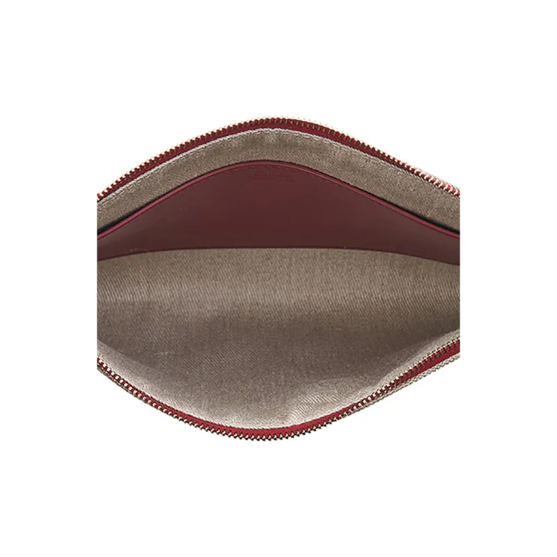 Chloe Linen With Shiny Calfskin Clutch Women's Gray & Burgundy-5