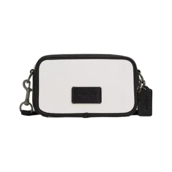 COACH Crossbody Leather Camera Bag, Shoulder Bag, Crossbody Bag Small Size Unisex Black & White