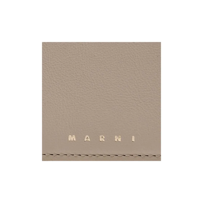 MARNI Calfskin Card Holder, Wallet Women's Gray & Brown-6