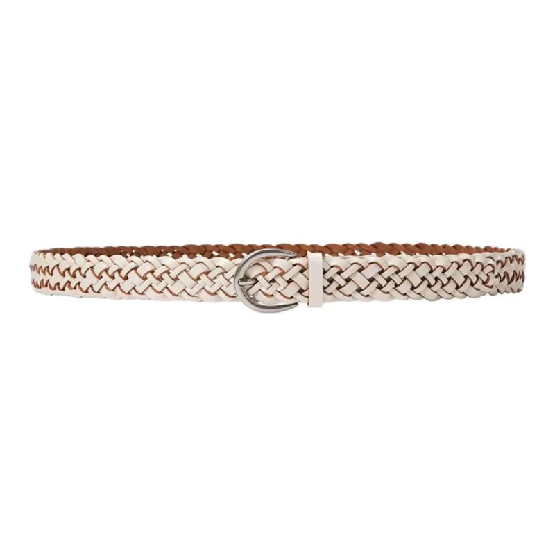 UNIQLO Interwoven Design Leather Belts Women's White/Light Brown Width: 2.5cm-0