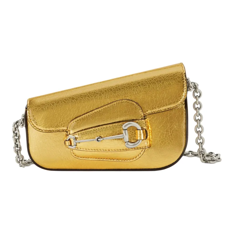 GUCCI Horsebit 1955 Leather Portable Crossbody Bag Shoulder Bag Mini Women's Gold-0