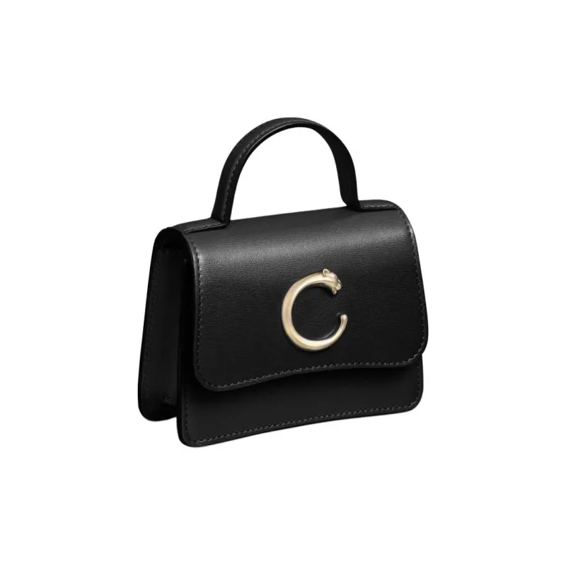 CARTIER Panthère De Cartier Calfskin Shoulder Bag Crossbody Bag Handbag Extra Small Women's Black-1