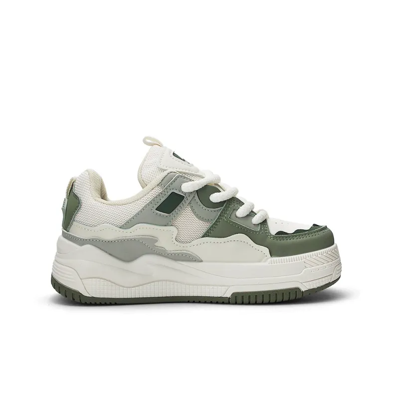Warrior Sports Casual Shoes Abrasion Resistant Height Increasing Thermal Low Top Skateboard Shoes Women's Beige Green-2