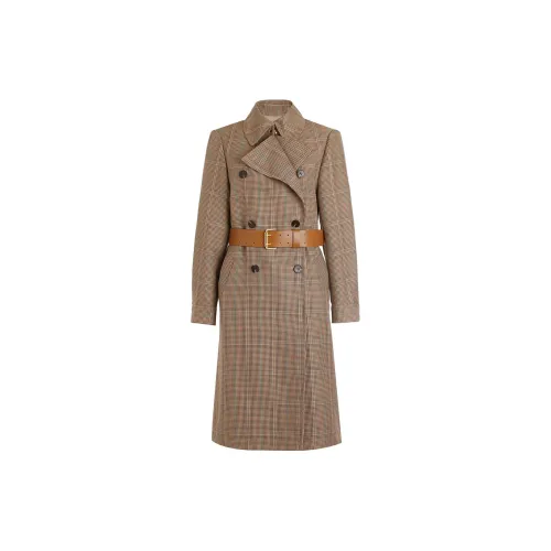 Ochirly Trench Coats Women's Green Plaid 779