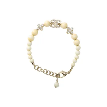 CHANEL Rhinestone Bracelets Women's White