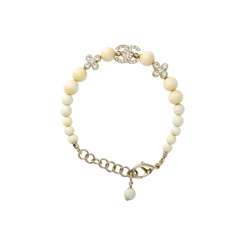 CHANEL Rhinestone Bracelets Women's White-0
