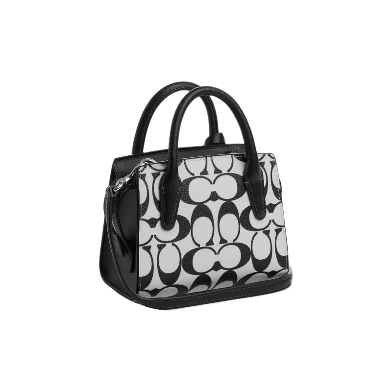 COACH Canvas With Leather Tote Bag Shopping Bag Shoulder Bag Crossbody Bag Handbag Mini Women's Silver & Chalk-1