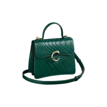 CARTIER Panthère De Cartier Calfskin Handbag Shoulder Bag Crossbody Bag Small Size Women's Emerald Green