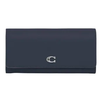 COACH Cross-Stitch Leather Wallet Small Size Women's Midnight Navy