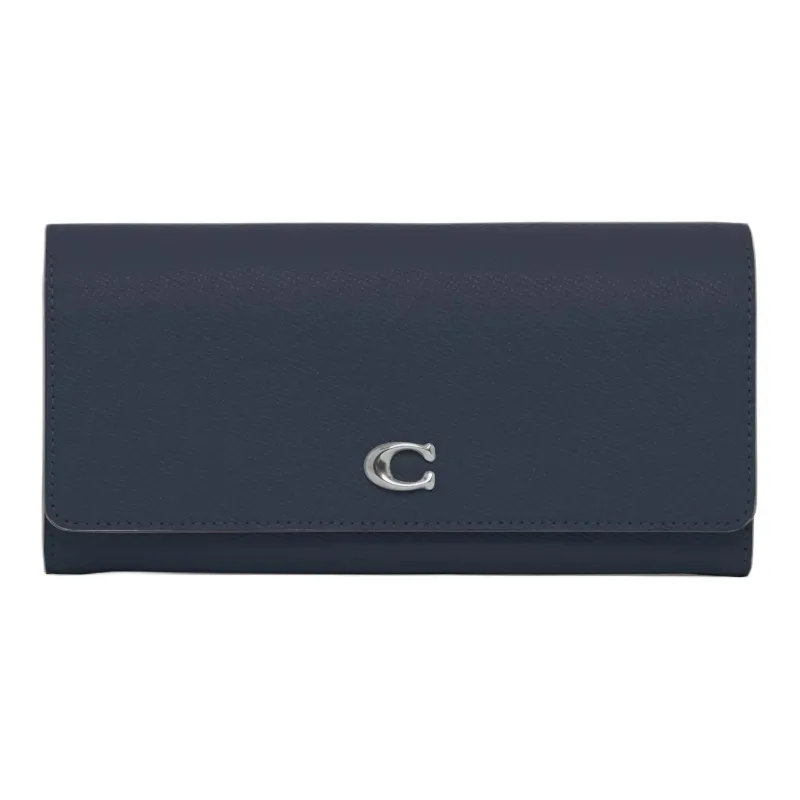 COACH Cross-Stitch Leather Wallet Small Size Women's Midnight Navy-0
