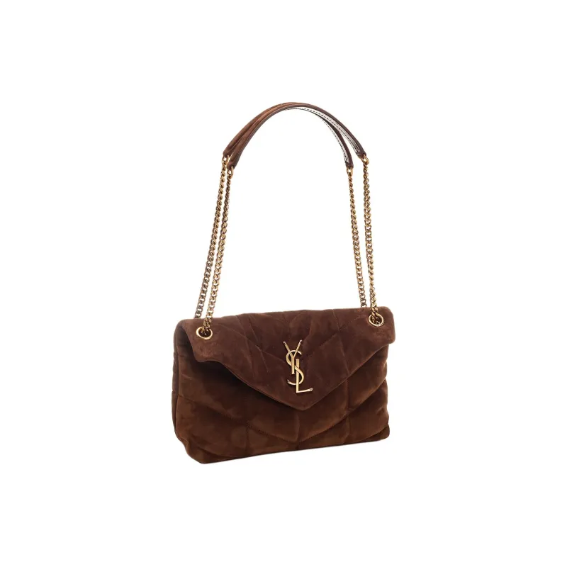 SAINT LAURENT Suede Crossbody Bag Shoulder Bag Women's Brown-2