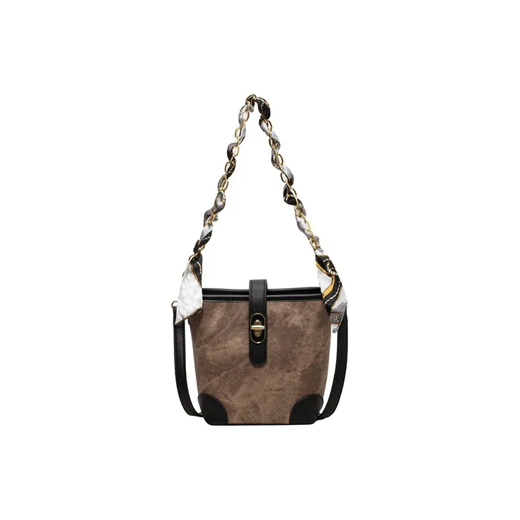JANE KLAIN PU Bucket Bag Portable Commute One Shoulder Tote Women's Brown/Black-1