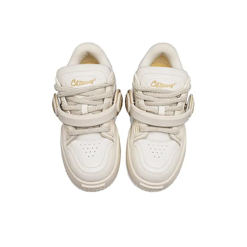 Cat&Sofa Headphone Series Low Top Skateboard Shoes Unisex Ecru-2