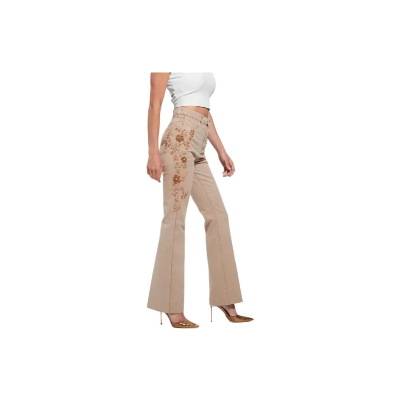 GUESS Pop '70s Embellished Flared Jeans Jeans Women's Gold-2