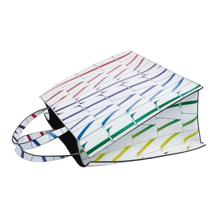 Valentino GARAVANI Cow Leather Tote Bag Shopping Bag Handbag Men's White & Multicolor-3