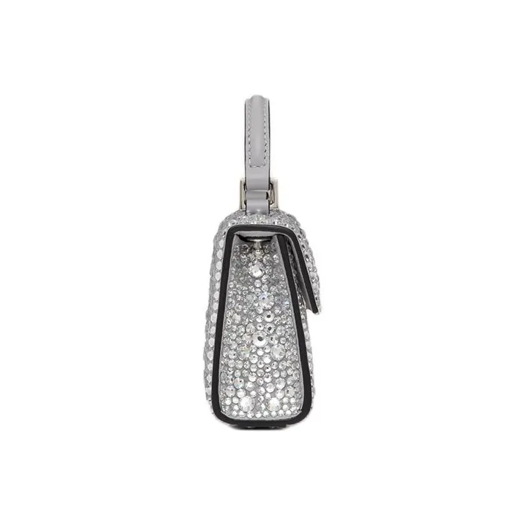 Valentino VSLING Embroidered Rhinestone Inlay Shoulder Bag Crossbody Bag Handbag Mini Women's Silver-3
