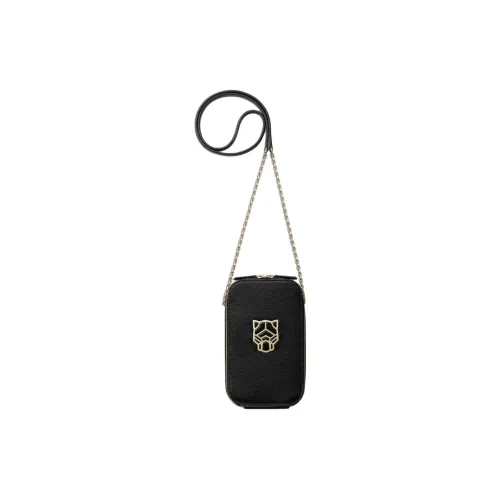 CARTIER Panthère De Cartier Textured Calfskin Cell Phone Pouch Women's Black
