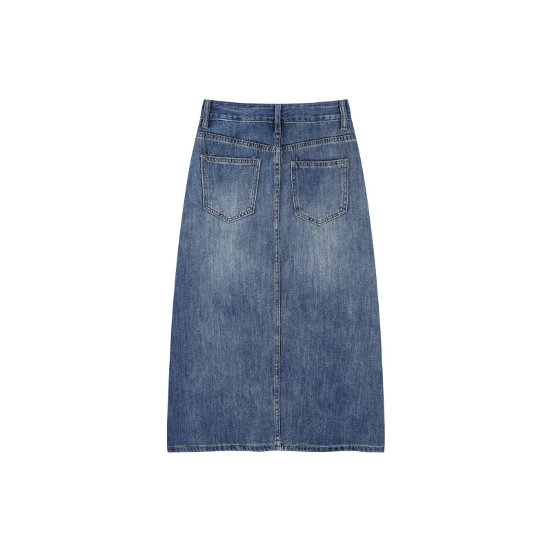 ZAZN Denim Long Skirts Women's Vintage Blue-1