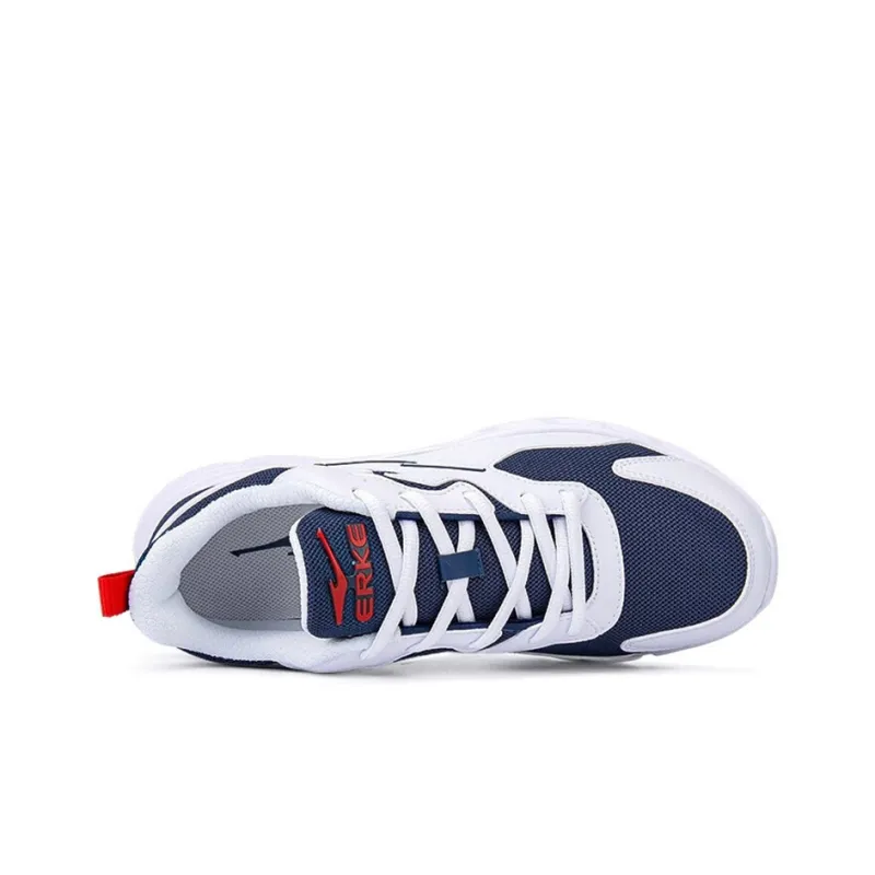 Erke Cushioned Slip Resistant Breathable Low Top Running Shoes Men's Blue White-2