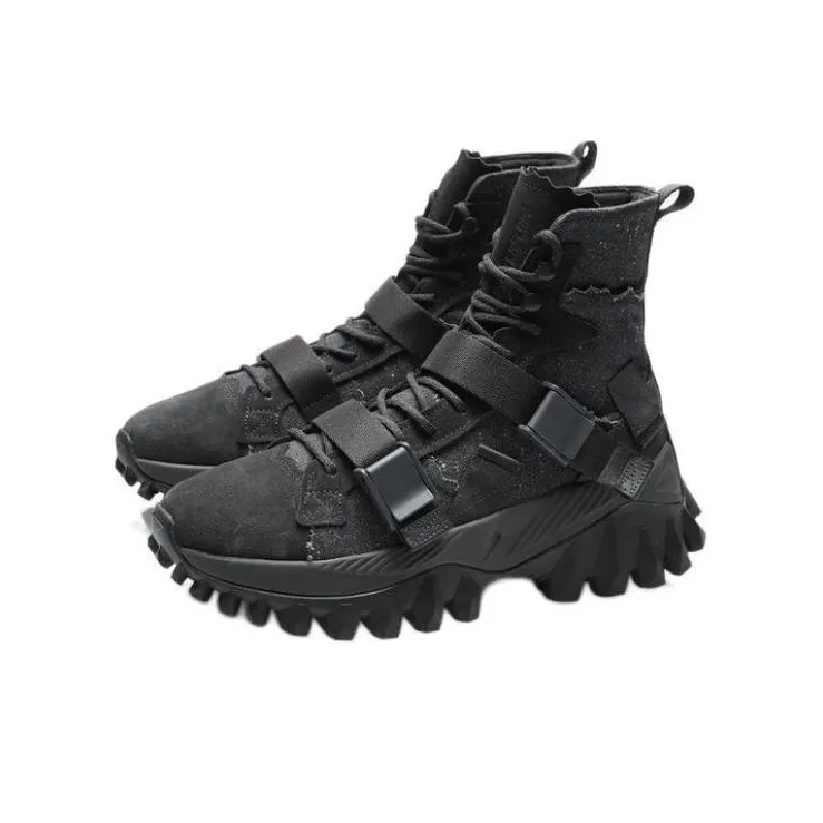 LiNing CF Cushioning Anti Slip And Wear Resistant Coverage High Top Casual Shoes Men's Black-2