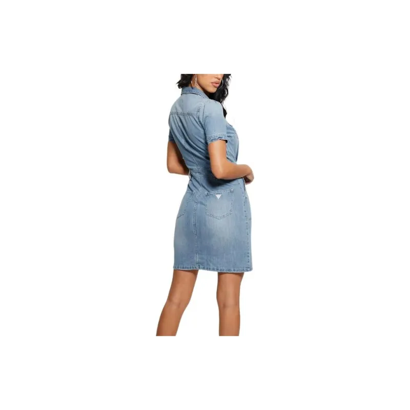 GUESS Lylian Denim Dress Short-Sleeved Dresses Women's Blue-1